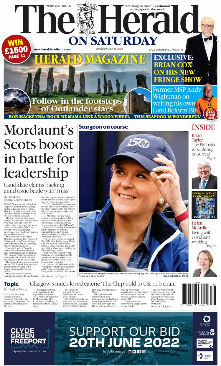 Portada de The Herald (Reino Unido)