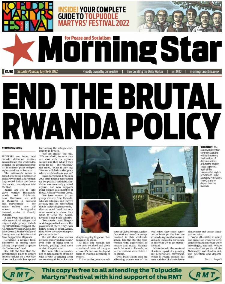 Portada de Morning Star (Reino Unido)