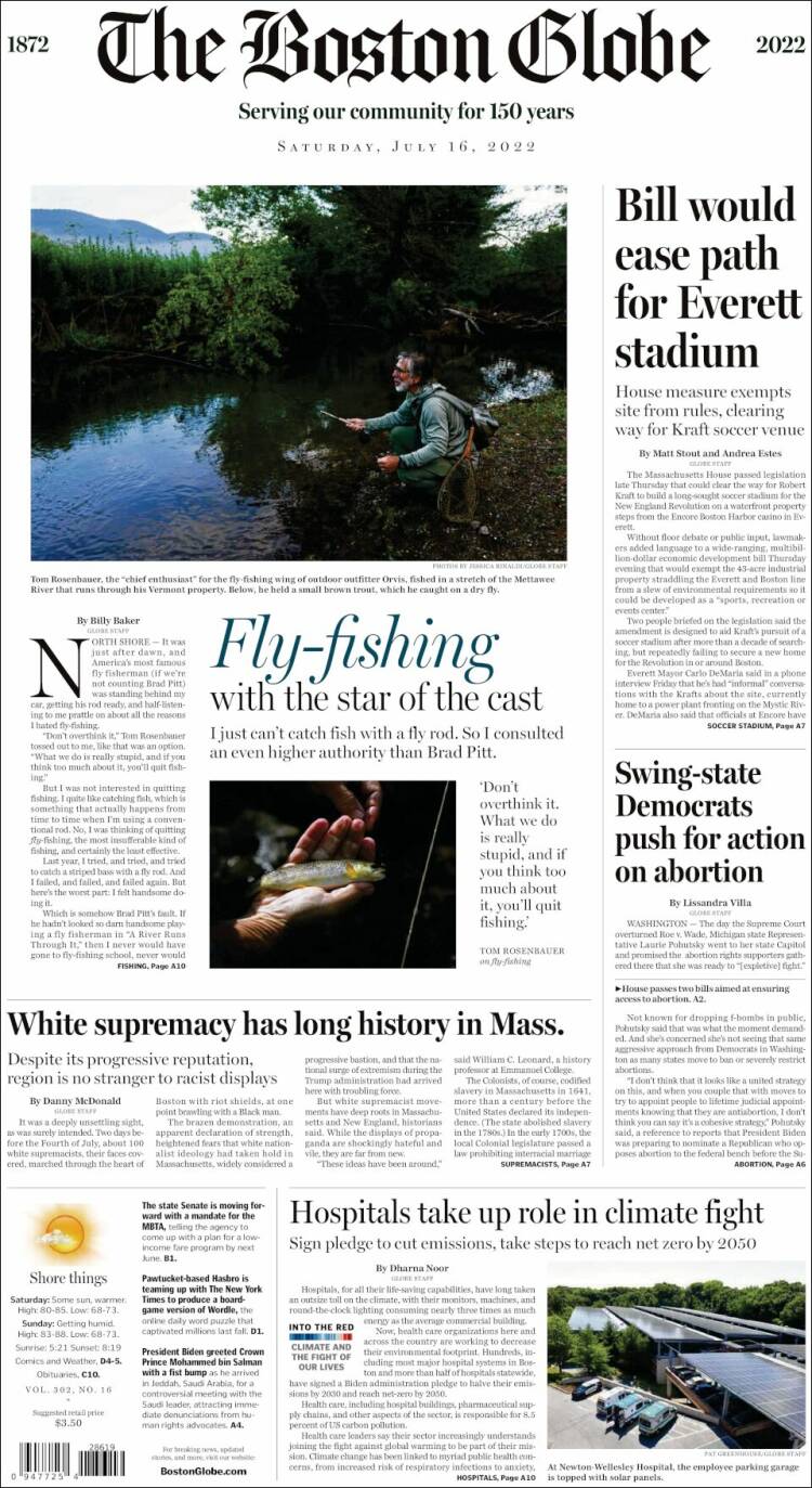 Portada de Boston Globe (USA)