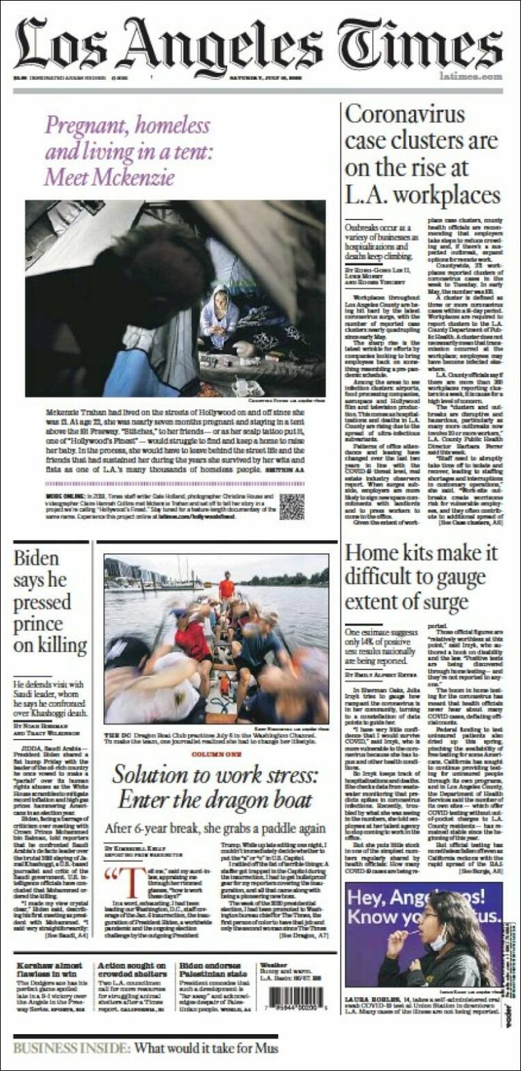 Portada de Los Angeles Times (USA)