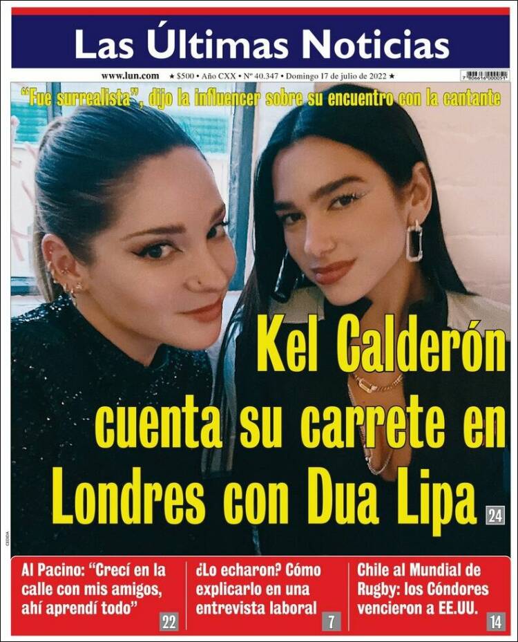 Portada de Las Últimas Noticias (Chile)