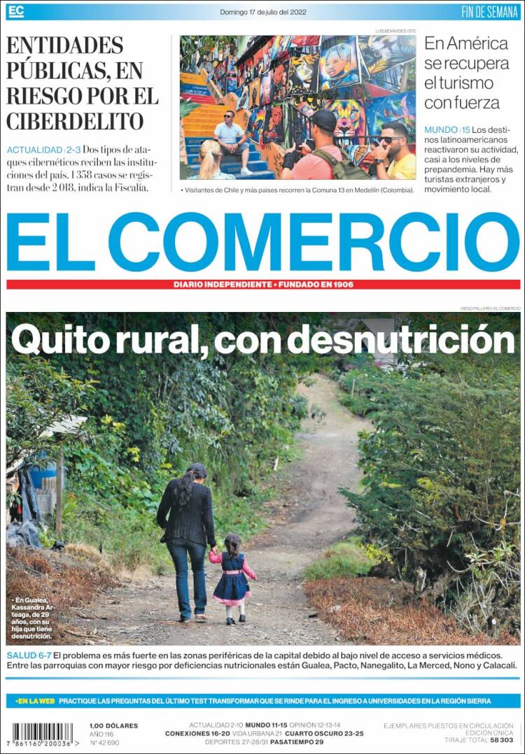 Portada de El Comercio (Ecuador)