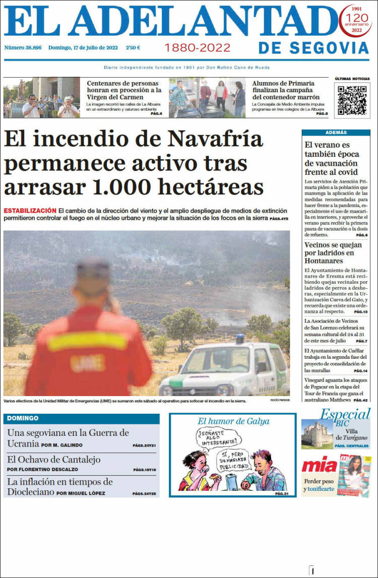 Portada de El Adelantado de Segovia (España)