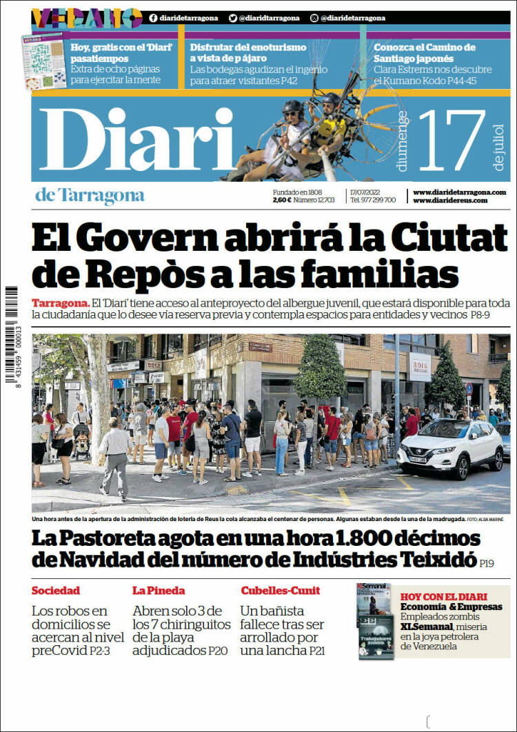 Portada de Diari de Tarragona (España)
