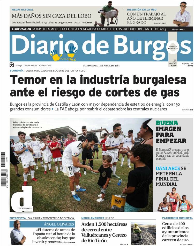 Portada de Diario de Burgos (España)