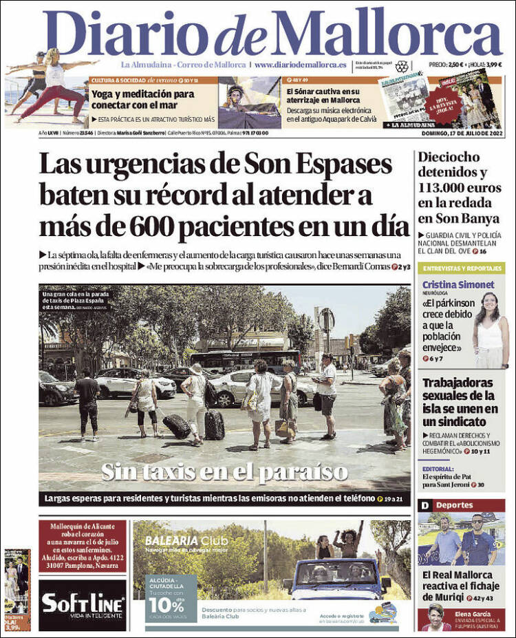 Portada de Diario de Mallorca (España)
