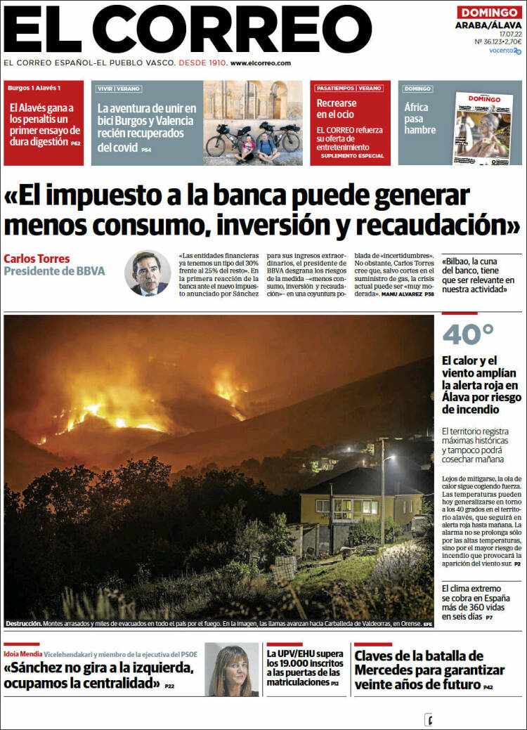 Portada de El Correo - Álava (España)