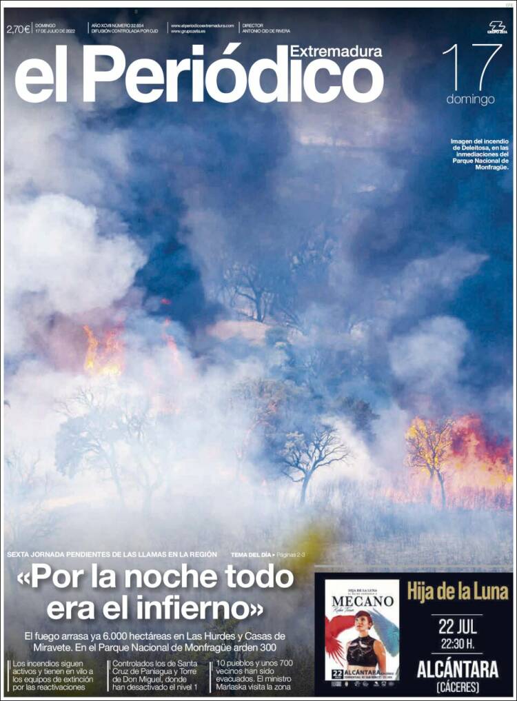 Portada de El Periódico de Extremadura (España)