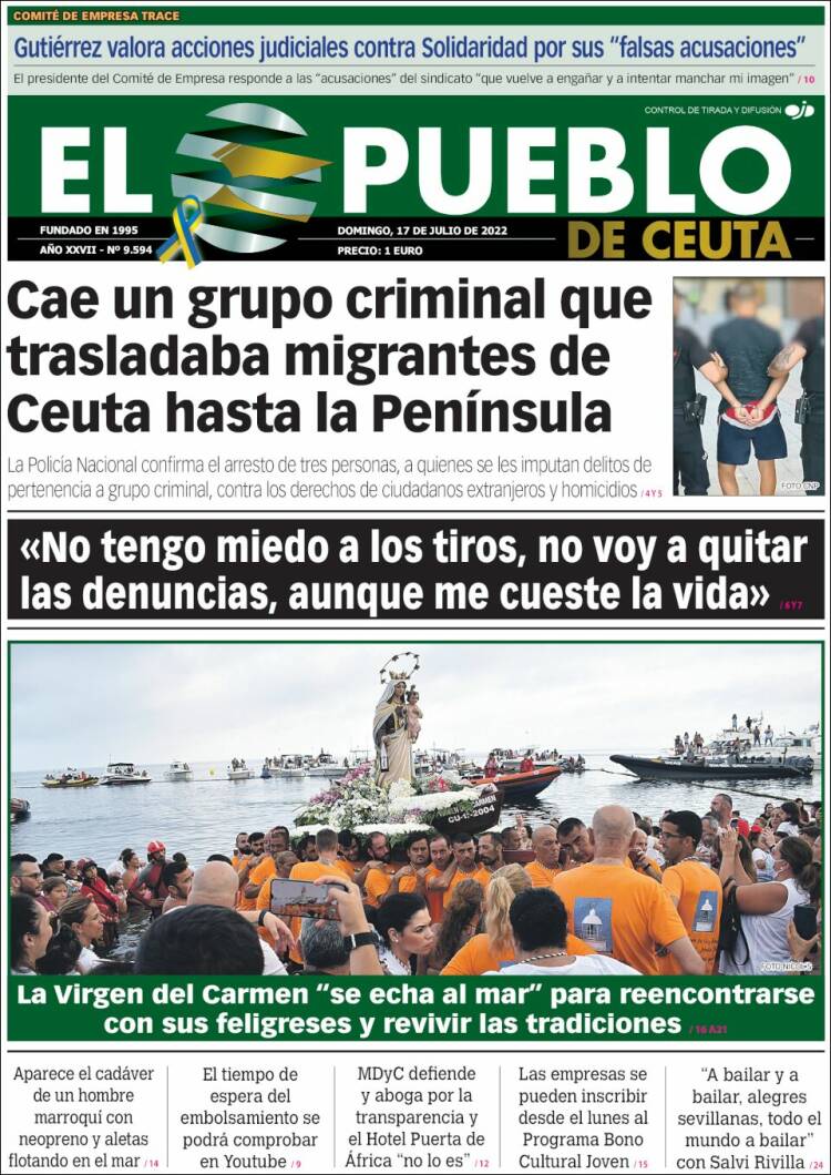 Portada de El Pueblo de Ceuta (España)