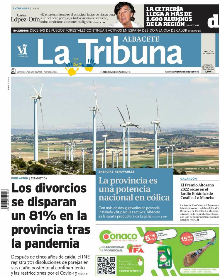 Portada de La Tribuna de Albacete (España)