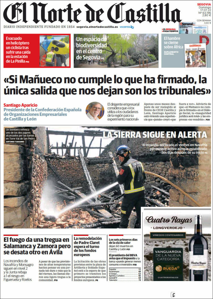 Portada de Norte de Castilla - Segovia (España)