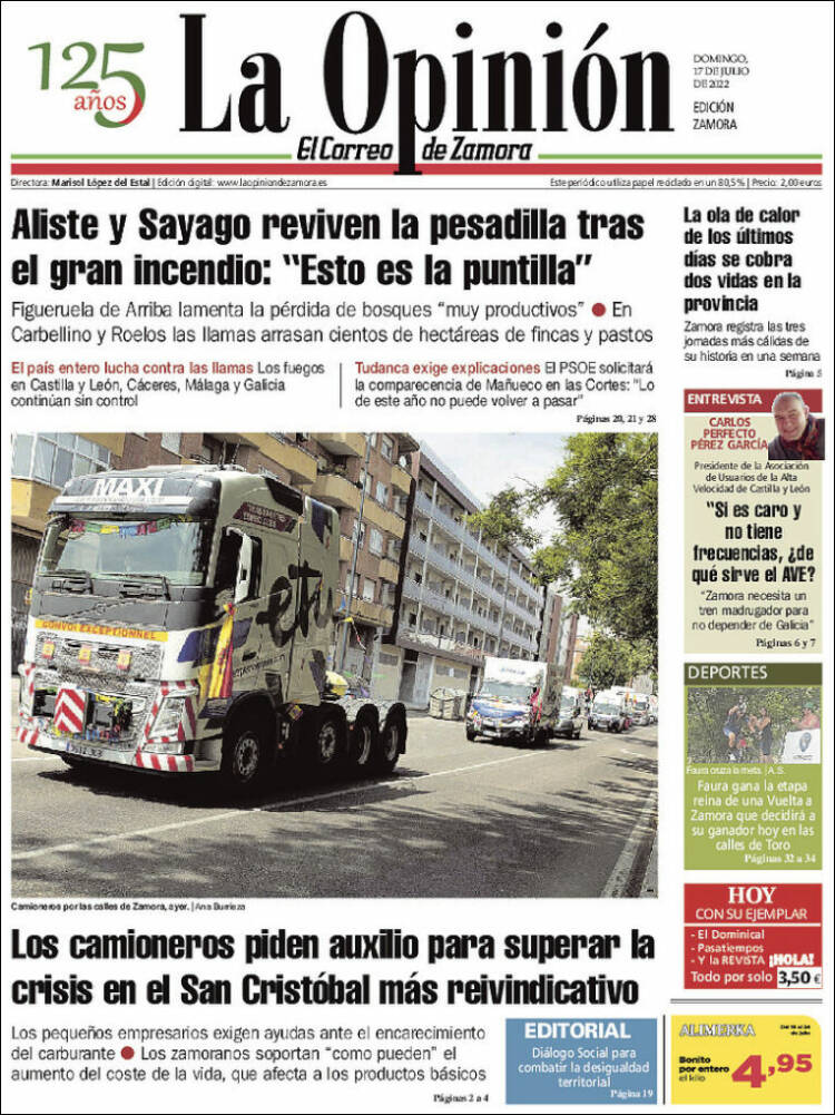Portada de La Opinión - El Correo de Zamora (España)