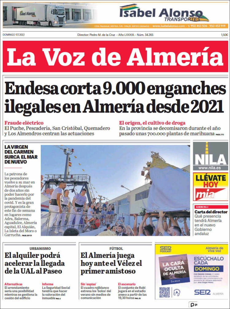 Portada de La Voz de Almería (España)