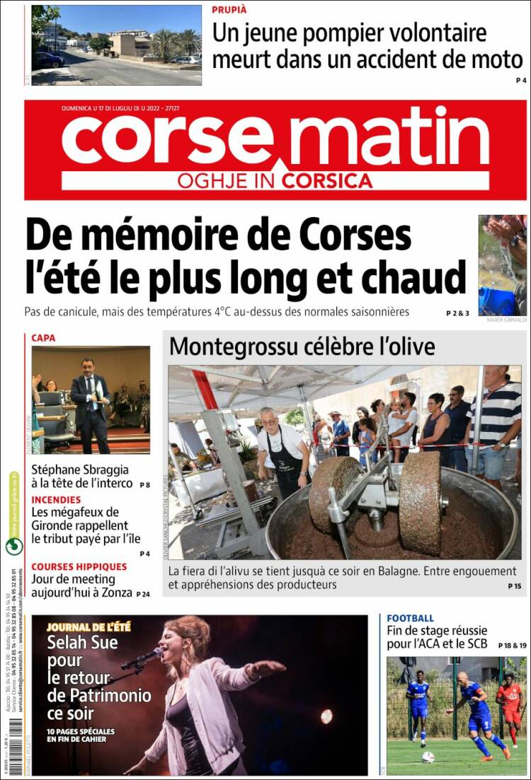 Portada de Corse-Matin (France)