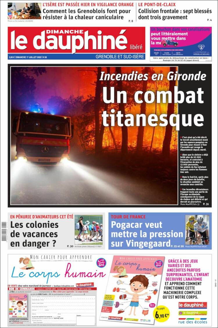 Portada de Le Dauphiné Libéré (France)