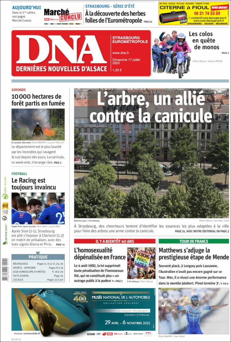 Portada de Les Dernières Nouvelles d'Alsace (France)