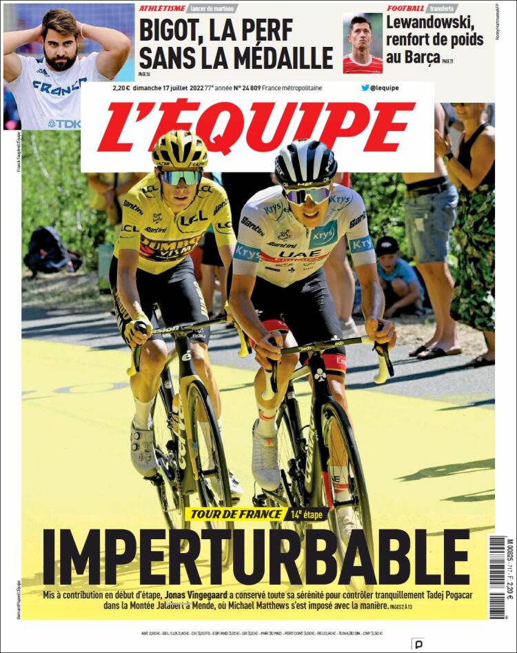 Portada de L'Equipe (France)