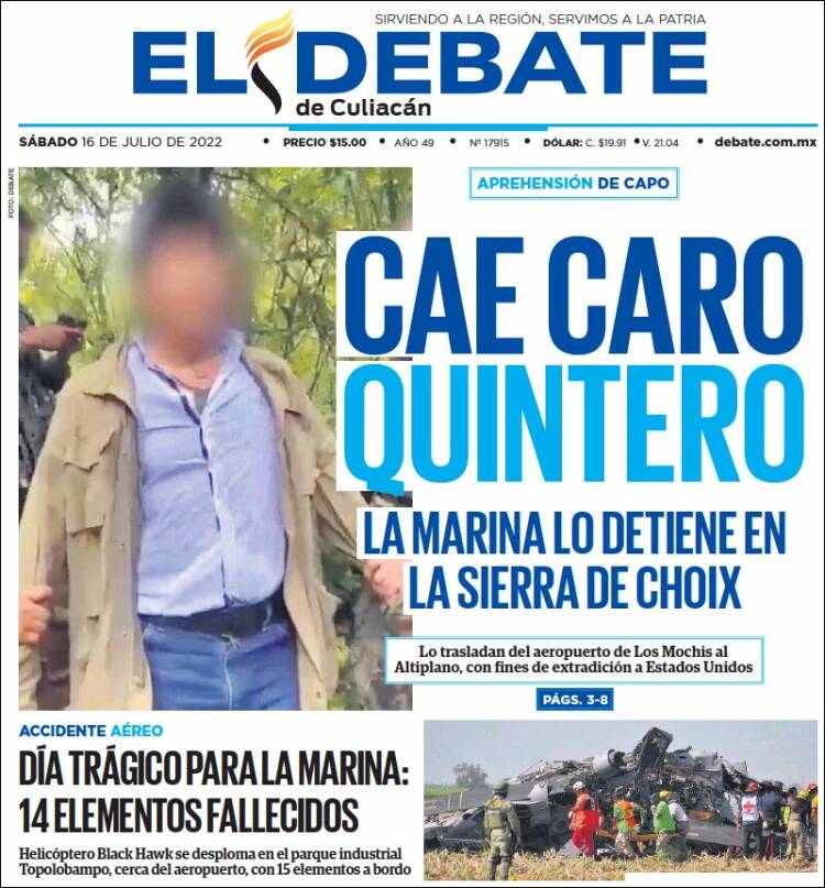 Portada de El Debate de Culiacán (México)