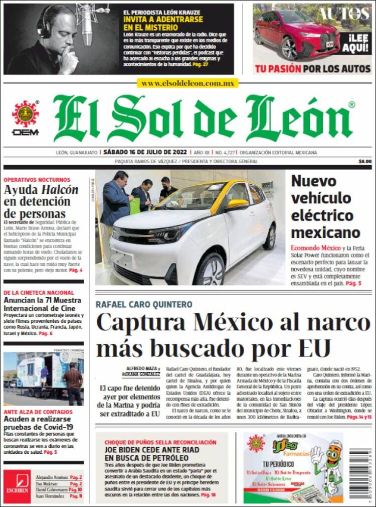 Portada de El Sol de León (México)