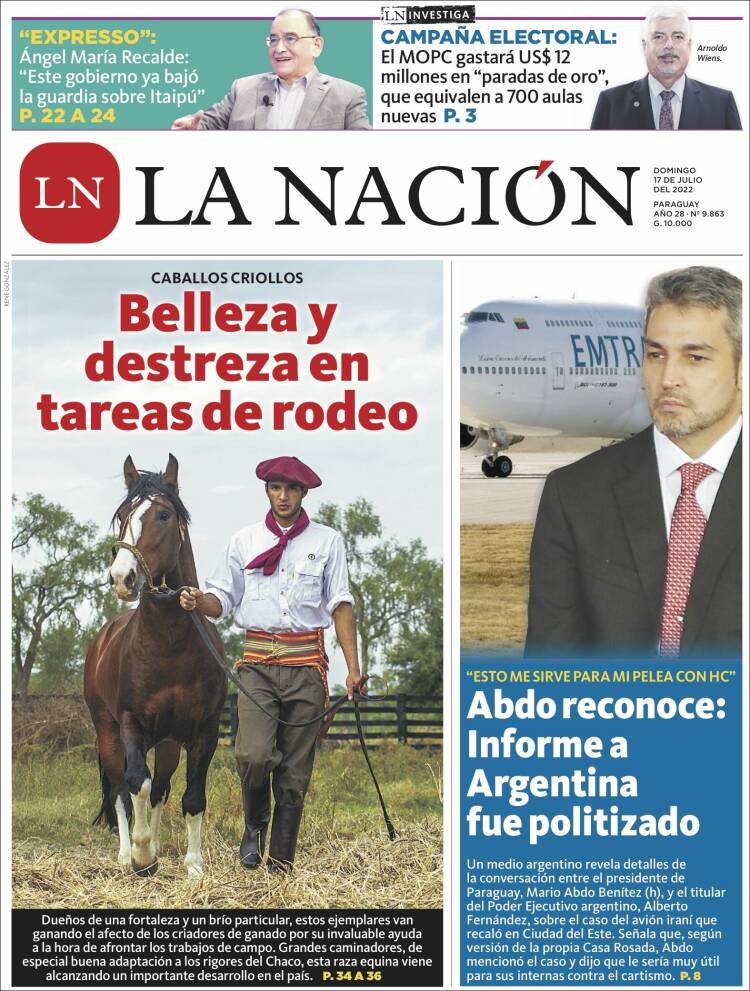 Portada de La Nación (Paraguay)