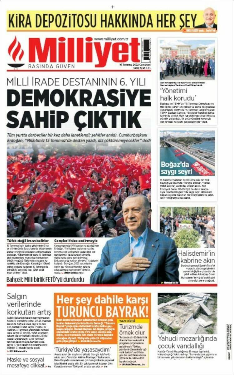 Portada de Milliyet (Turqu&iacute;a)