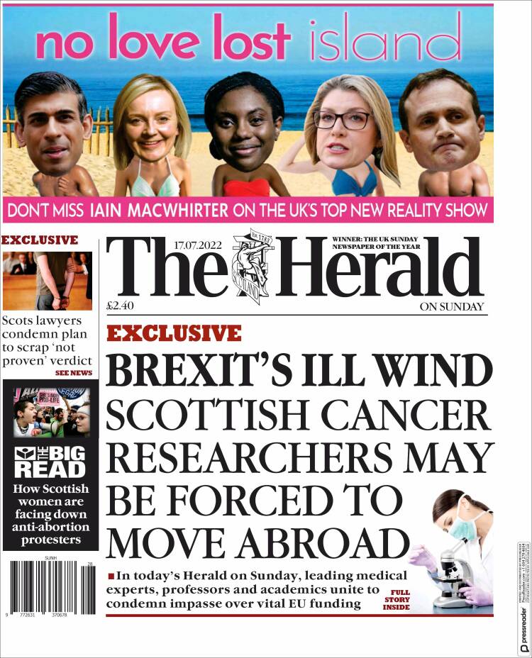 Portada de The Herald (Reino Unido)