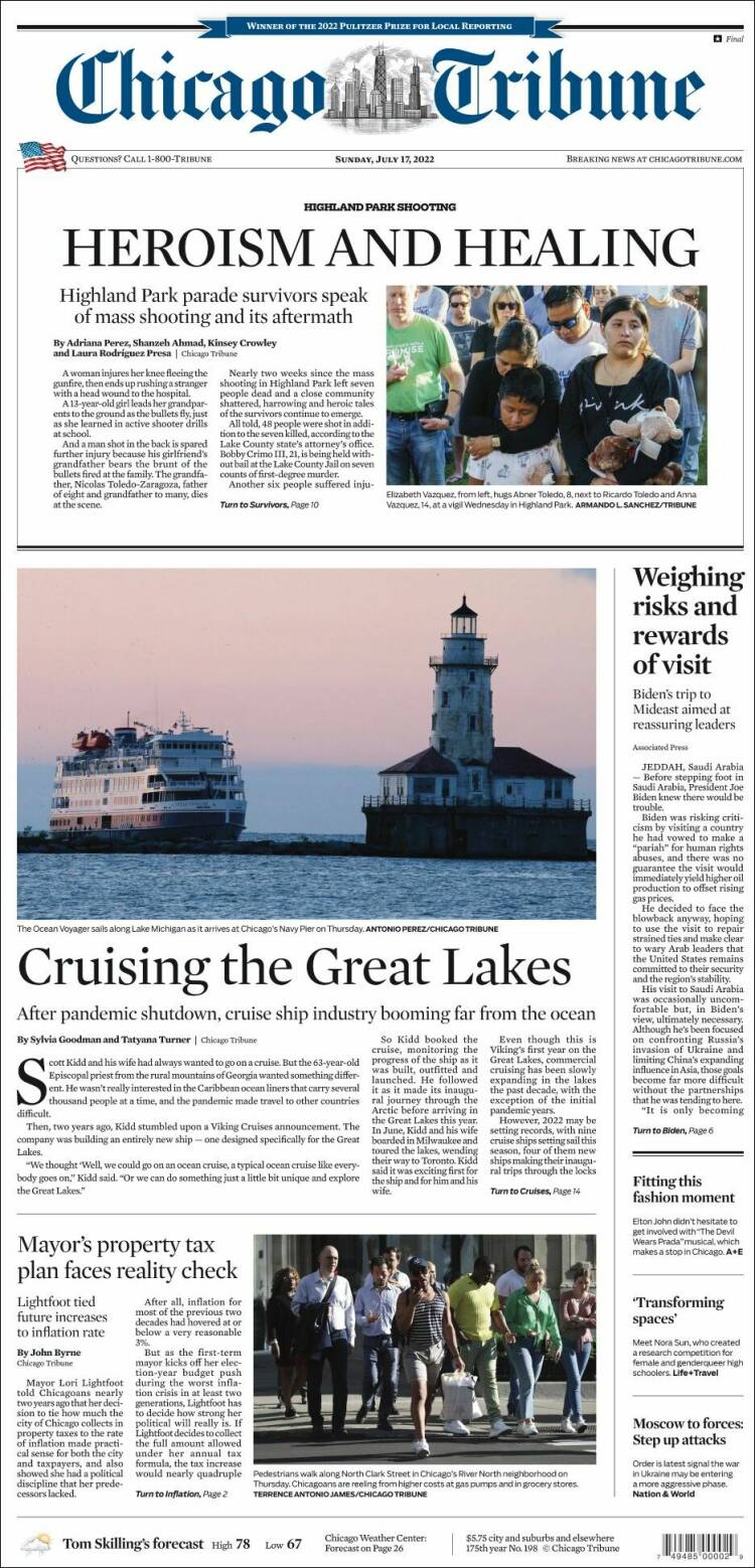 Portada de Chicago Tribune (USA)