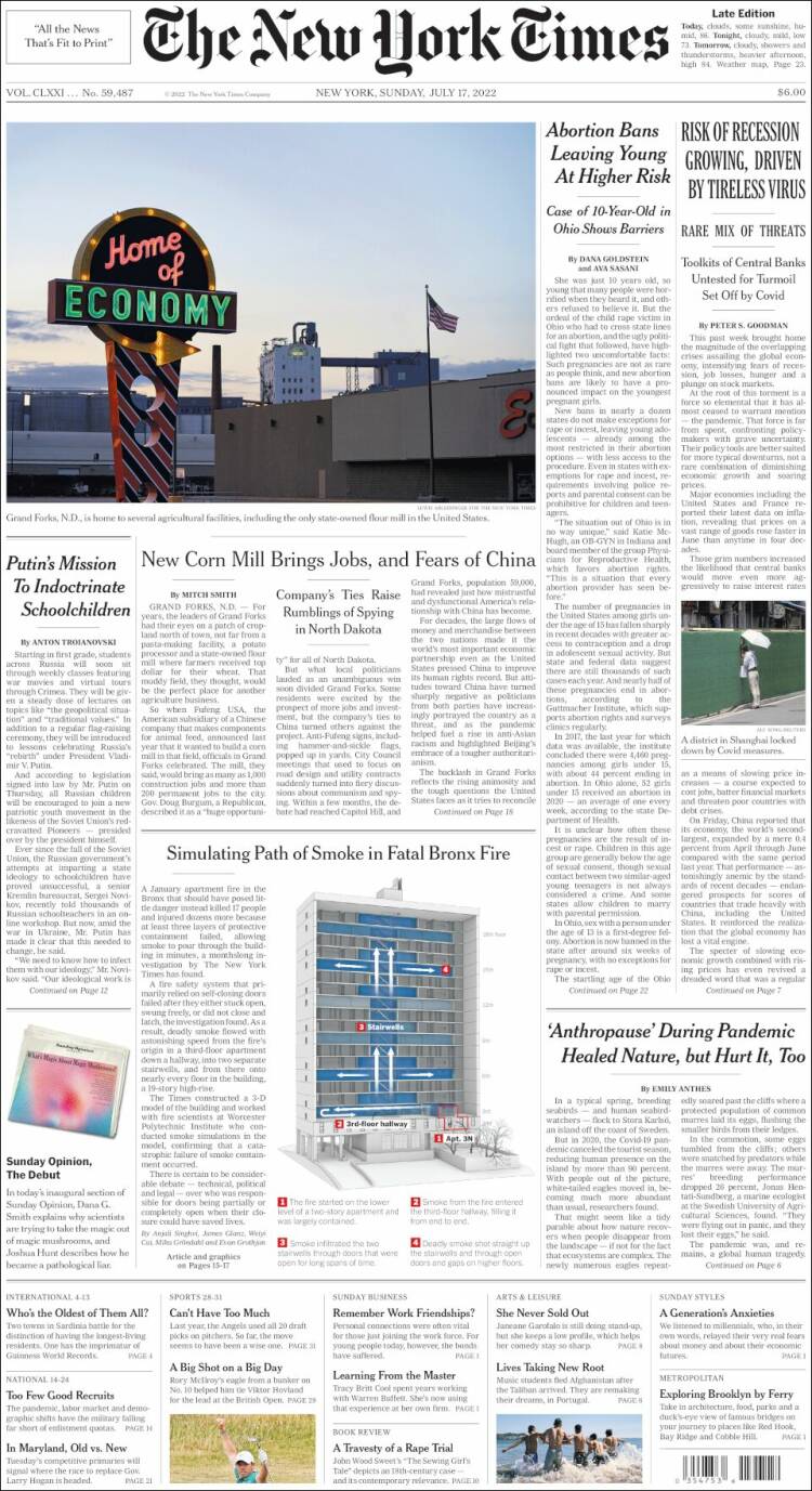 Portada de New York Times (USA)