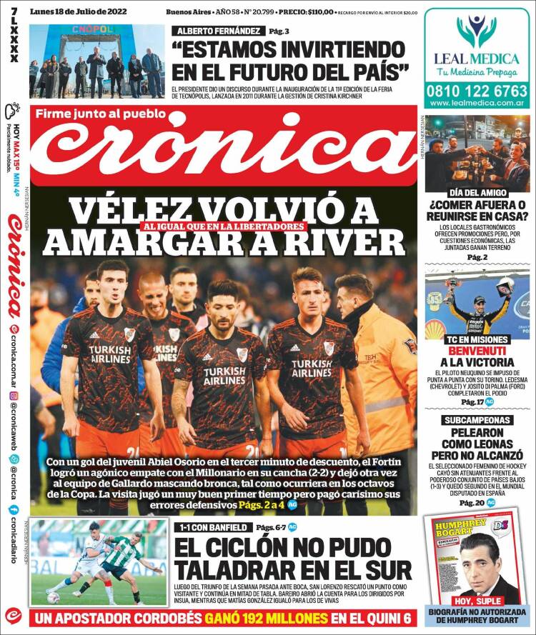 Portada de Crónica (Argentina)