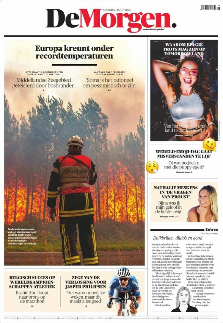 Portada de De Morgen (B&eacute;lgica)