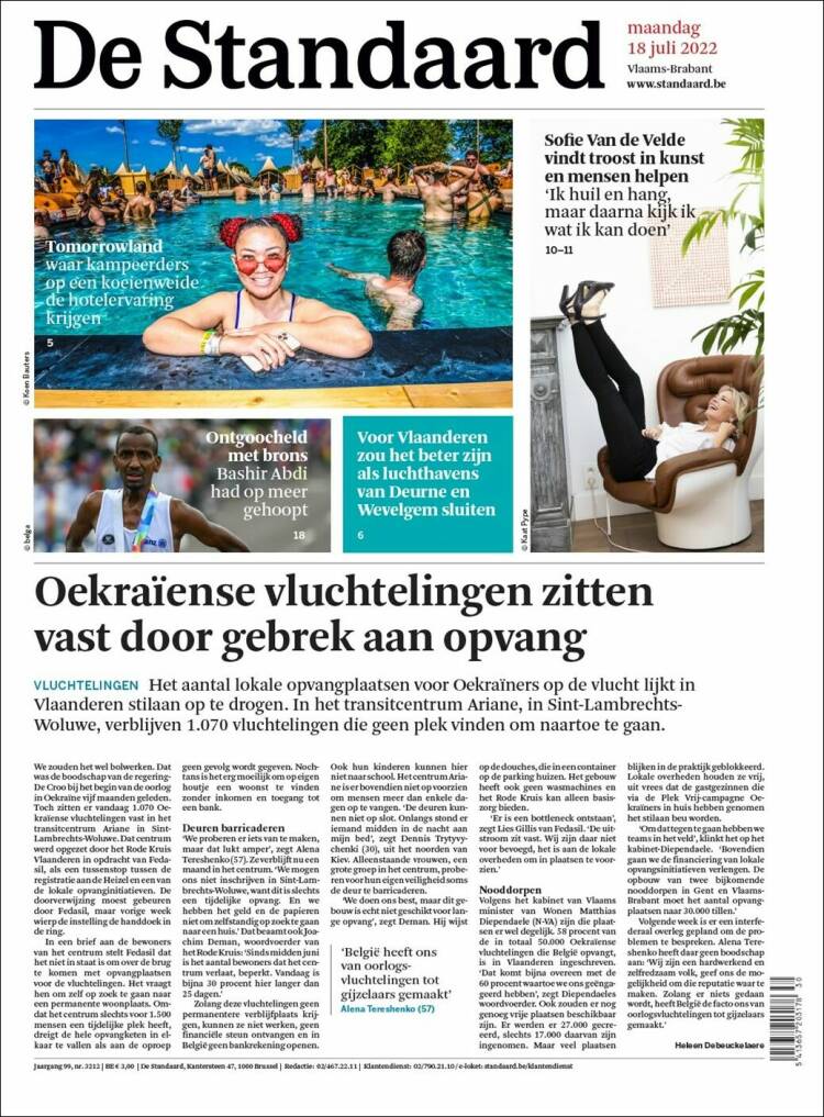 Portada de De Standaard (B&eacute;lgica)