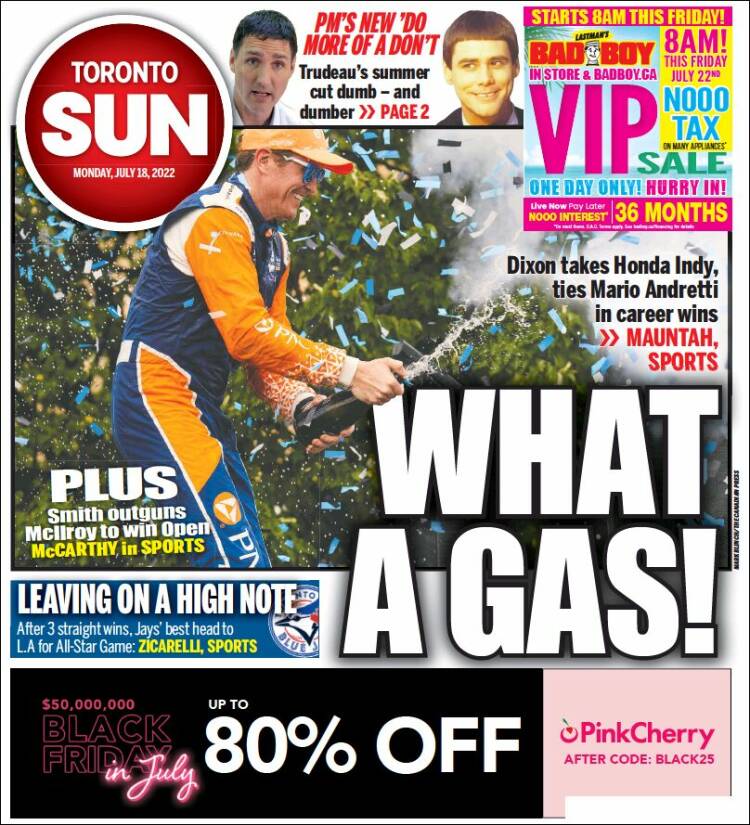 Portada de The Toronto Sun (Canada)