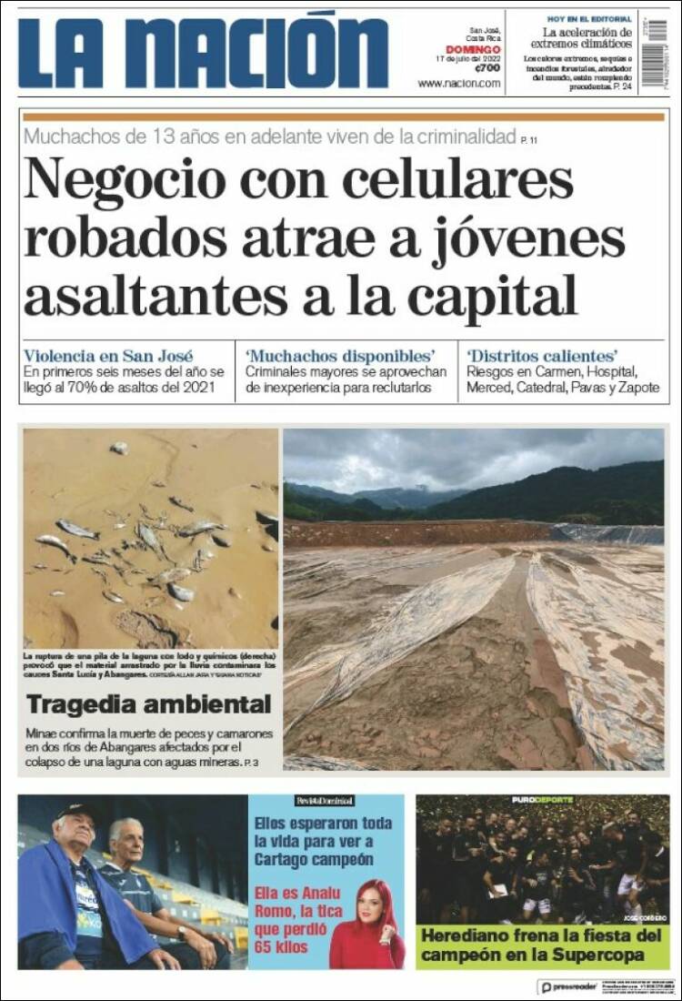 Periódico La Nación Costa Rica (Costa Rica). Periódicos de Costa Rica