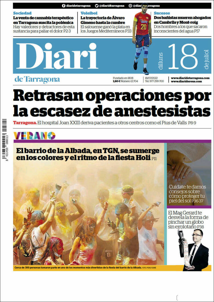 Portada de Diari de Tarragona (España)