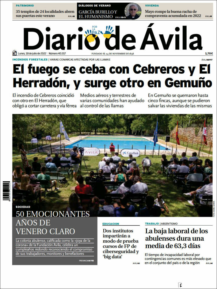 Portada de Diario de Ávila (España)