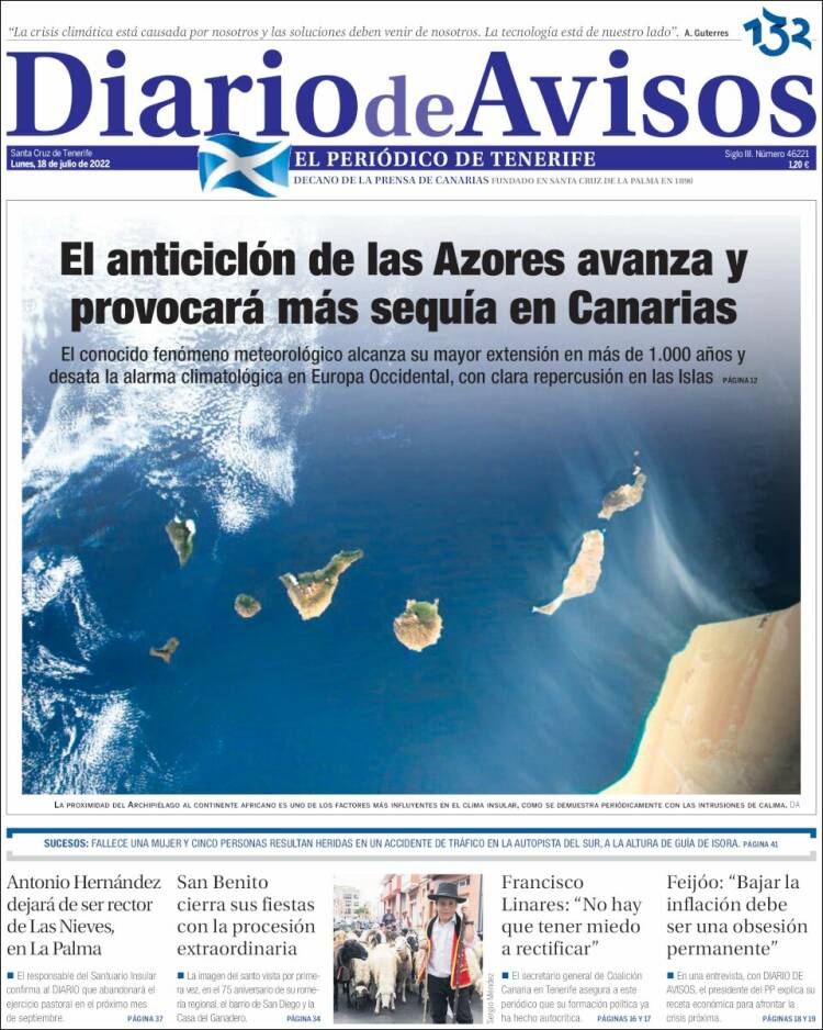 Portada de Diarios de Avisos (España)