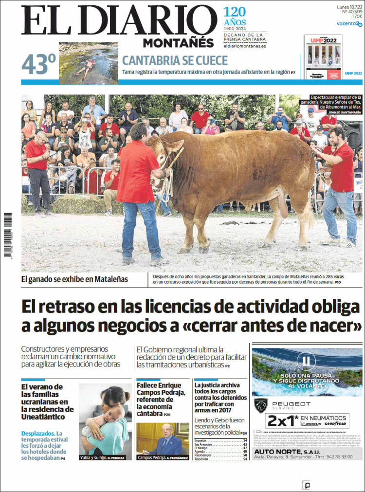 Portada de El Diario Montañés (España)