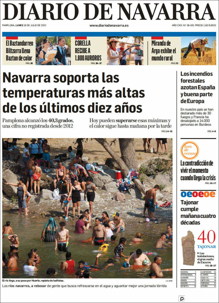 Portada de Diario de Navarra (España)