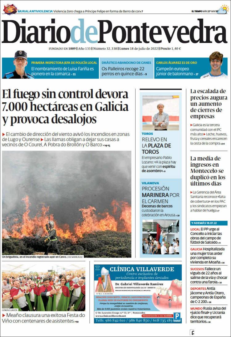 Portada de Diario de Pontevedra (España)