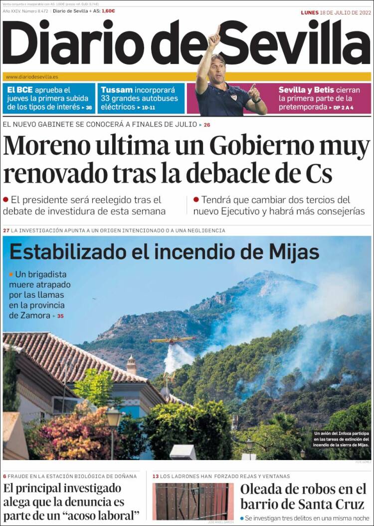 Portada de Diario de Sevilla (España)