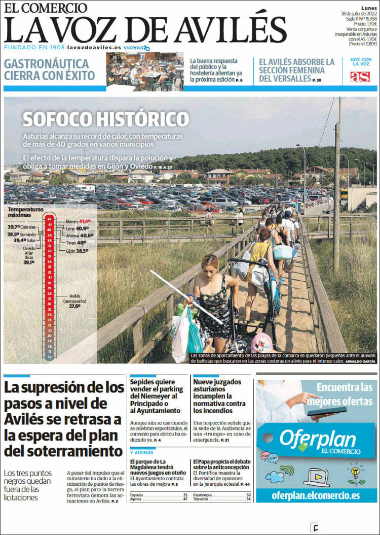 Portada de El Comercio - Avilés (España)