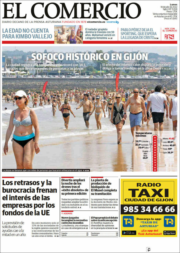 Portada de El Comercio - Gijón (España)