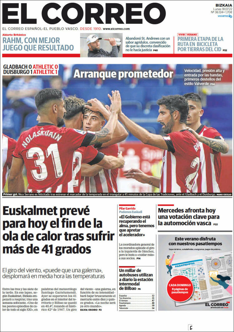 Portada de El Correo (España)