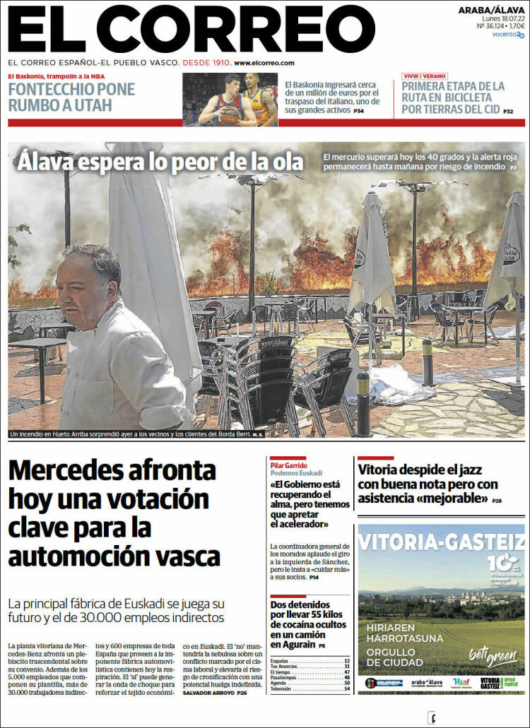 Portada de El Correo - Álava (España)