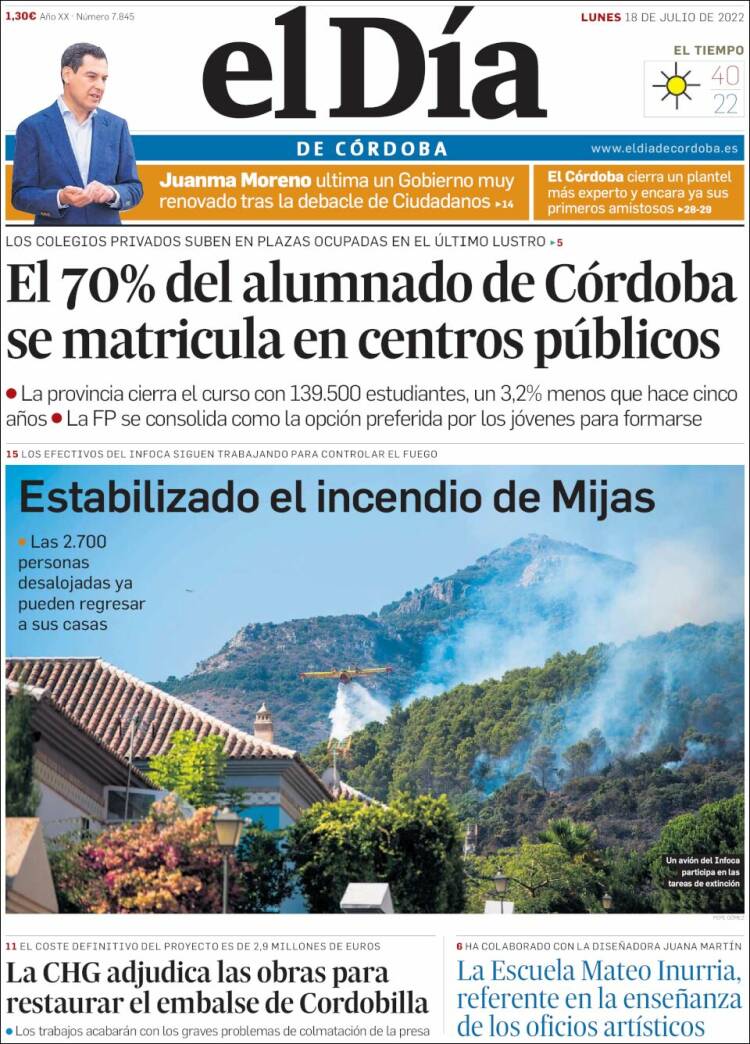 Portada de El Día de Córdoba (España)