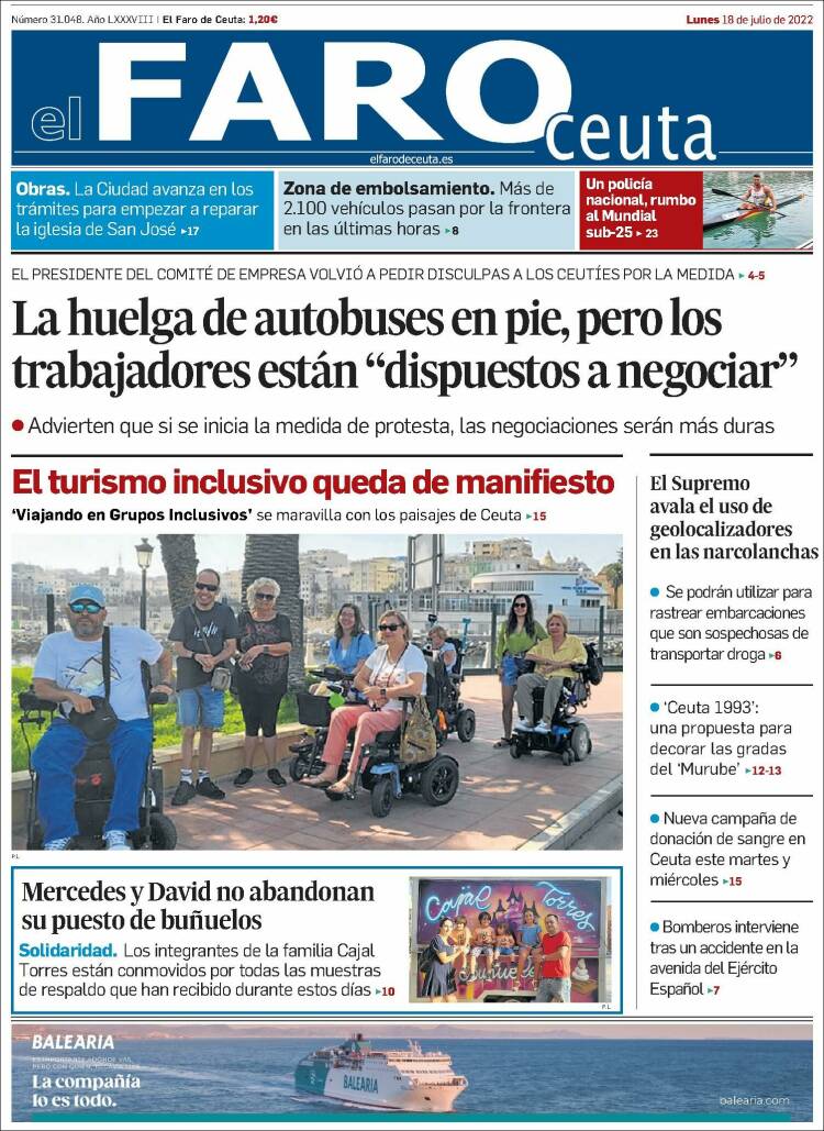 Portada de El Faro de Ceuta (España)