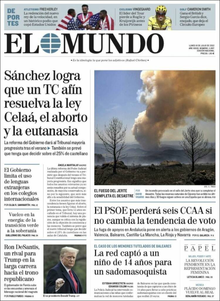 Portada de El Mundo (España)