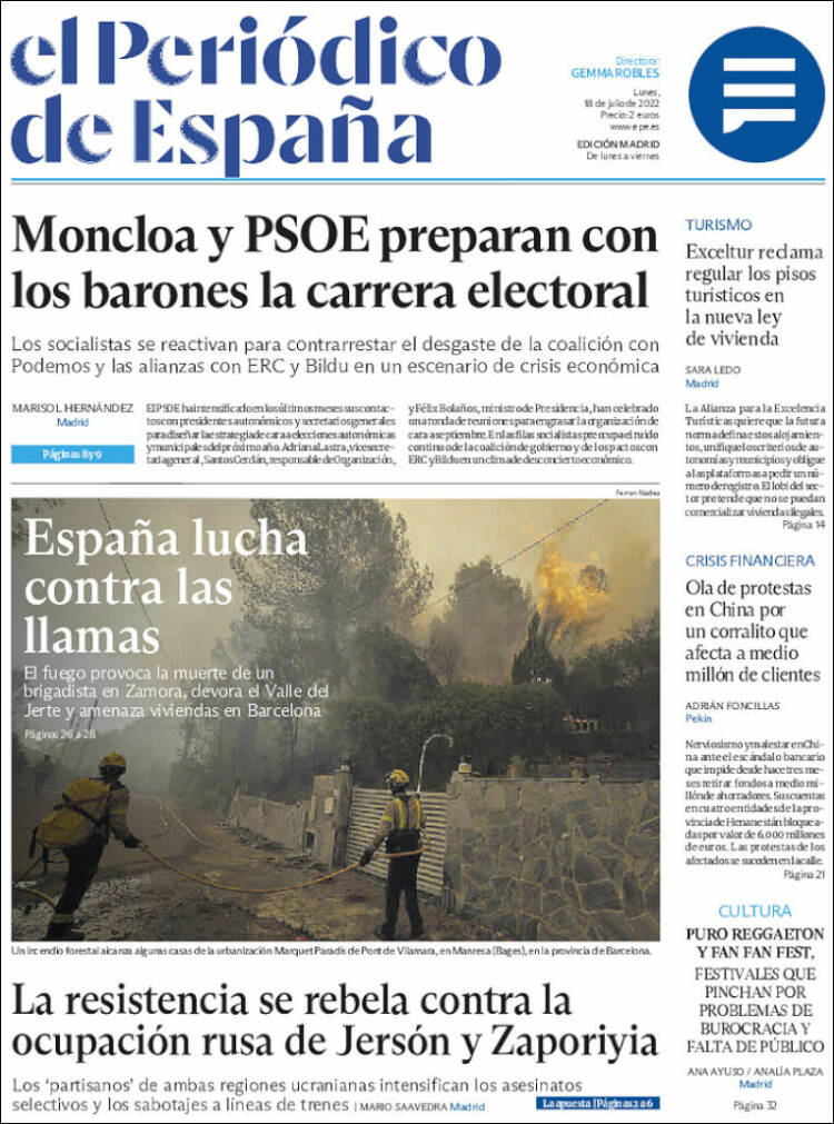 Portada de El Periódico de España (España)