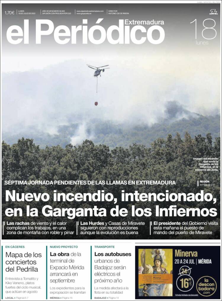 Portada de El Periódico de Extremadura (España)