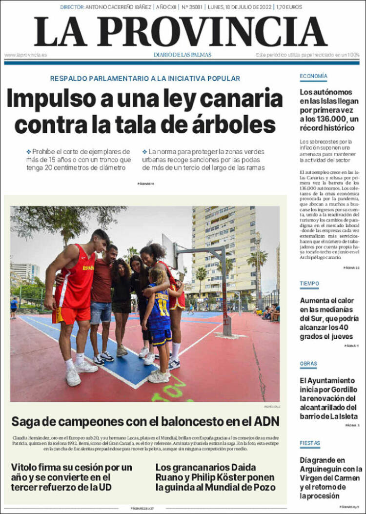 Portada de La Provincia (España)